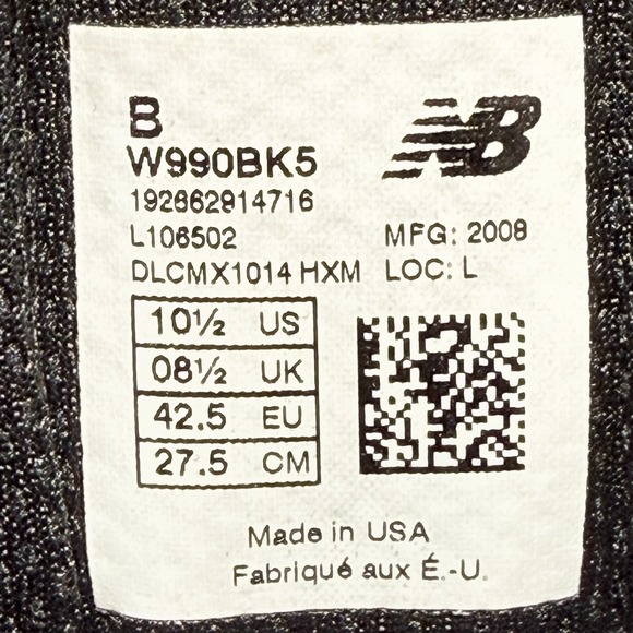 New Balance 990V5 Womens Size 10.5 Running Shoes Sneakers Black Suede USA - Picture 9 of 9